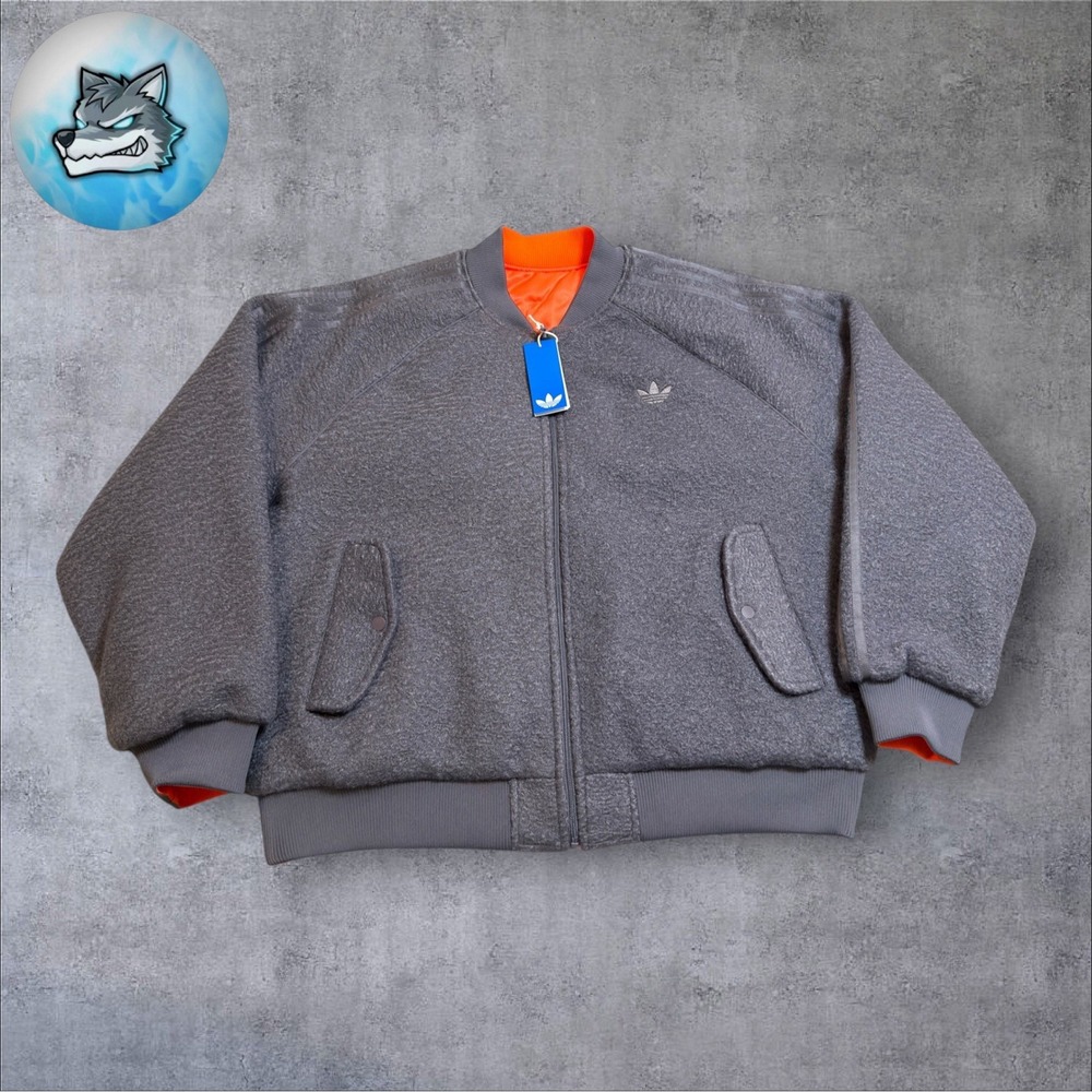 Adidas Originals Reversible Superstar Bomber Jacket Grey Orange Mens XL KR7618